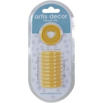 PACK 11 PLANNER DISC ARTIS DECOR 32mm. CORAZON NARANJA PASTEL