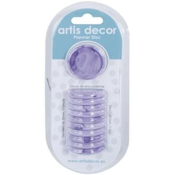 PACK 11 PLANNER DISC ARTIS DECOR 32mm. MARMOL LILA