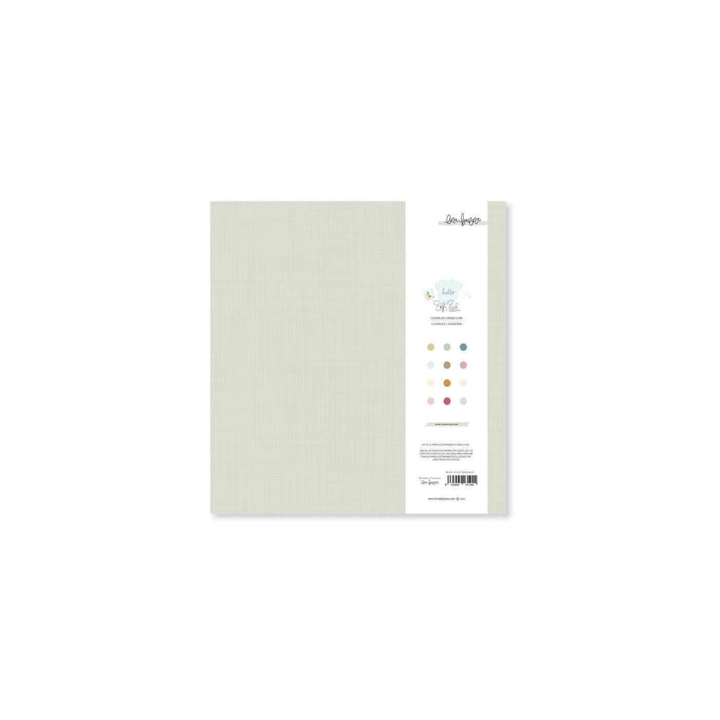 PACK DE 12 PAPELES BASICOS ESTAMPADOS A DOBLE CARA 305 X 305cm HELLO DE LORA BAILORA