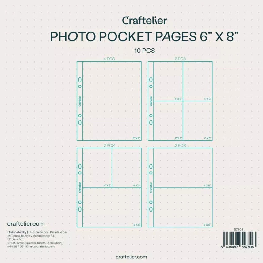 "PACK DE FUNDAS PARA ALBUMES 6x8"" 10 BOLSILLOS CRAFTELIER