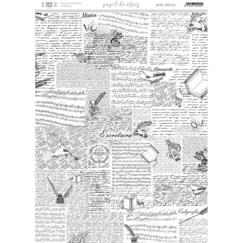 PAPEL ARROZ DEC. ARTIS DECOR 297 x32 CM  CALIGRAFIA
