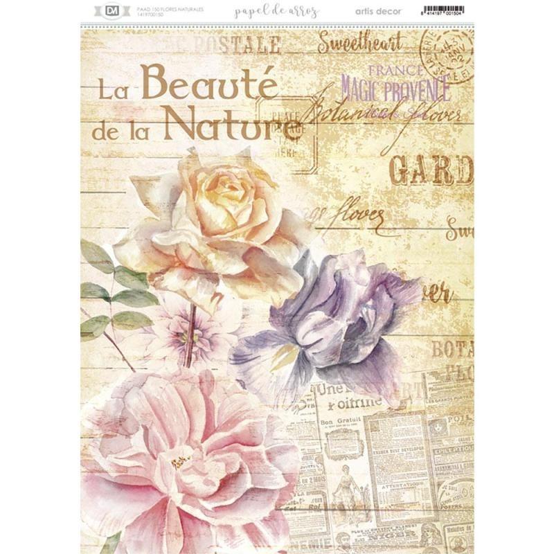 PAPEL ARROZ DEC. ARTIS DECOR 297 x32 CM  FLORES NATURE