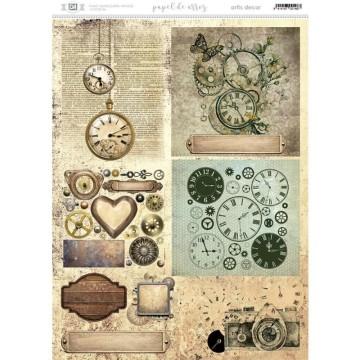 PAPEL ARROZ DEC. ARTIS DECOR 297 x32 RELOJERIA VINTAGE