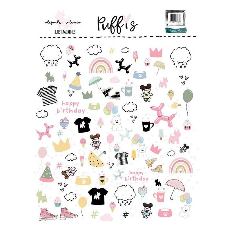 PEGATINAS PUFFY ILUSTRACIONES PISTACCIO ALGO MAS QUE SCRAP