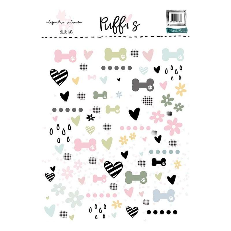 PEGATINAS PUFFY SILUETAS PISTACCIO ALGO MAS QUE SCRAP