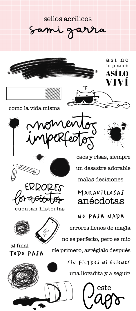 SET DE 30 SELLOS DE SILICONA MOMENTOS IMPERFECTOS SAMI GARRA