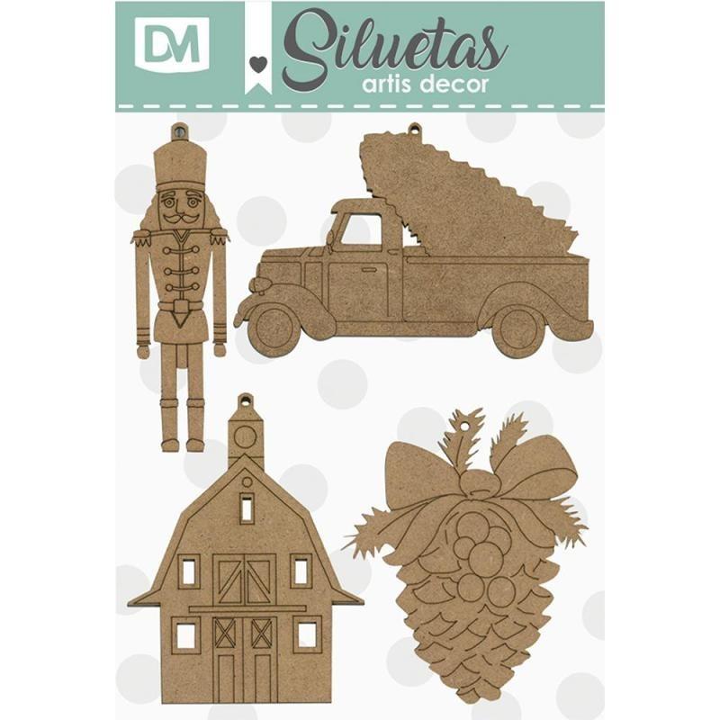 SILUETAS COLGAR NAVIDAD (CASCANUECES PIÑA CASITA FURGONETA)