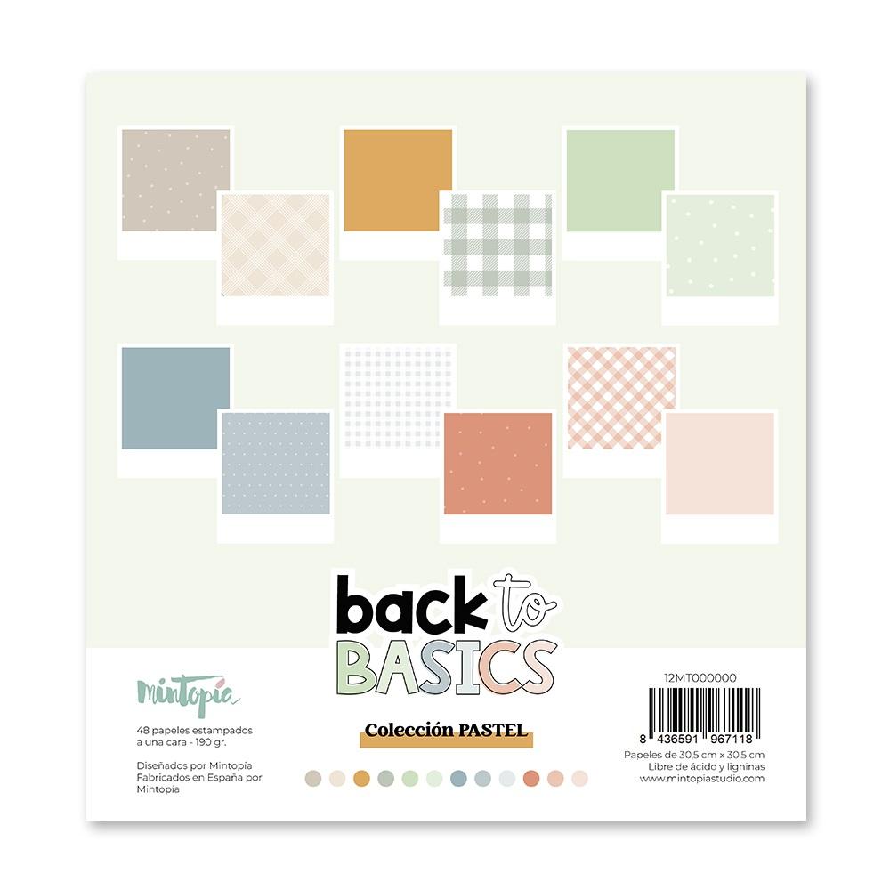 "STACK DE 48 PAPELES ""12x12"" IMPRESOS DOBLE CARA ""PASTEL"" BACK TO BASICS