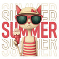 TRANSFER DTF TEXTIL 24x23cm. Summer Cat