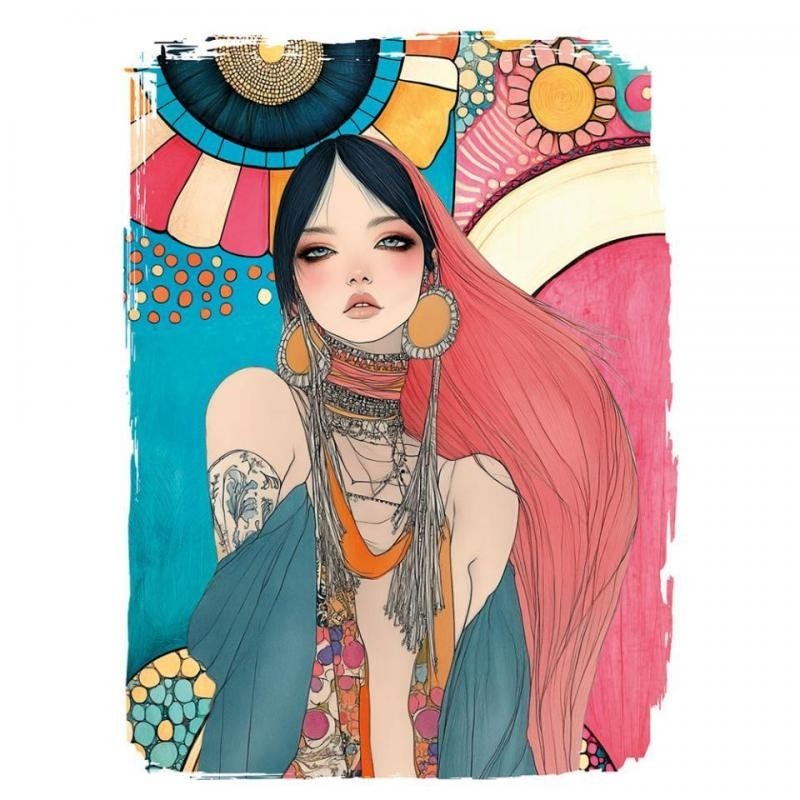 Transfer DTF Textil 25x3 Boho girl 3