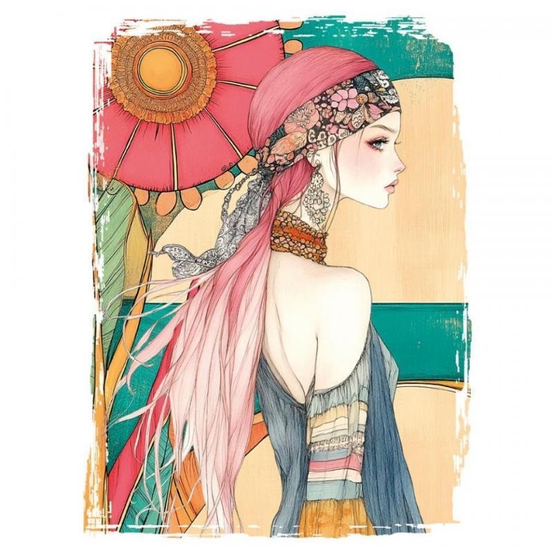 Transfer DTF Textil 25x30 Boho Girl 4